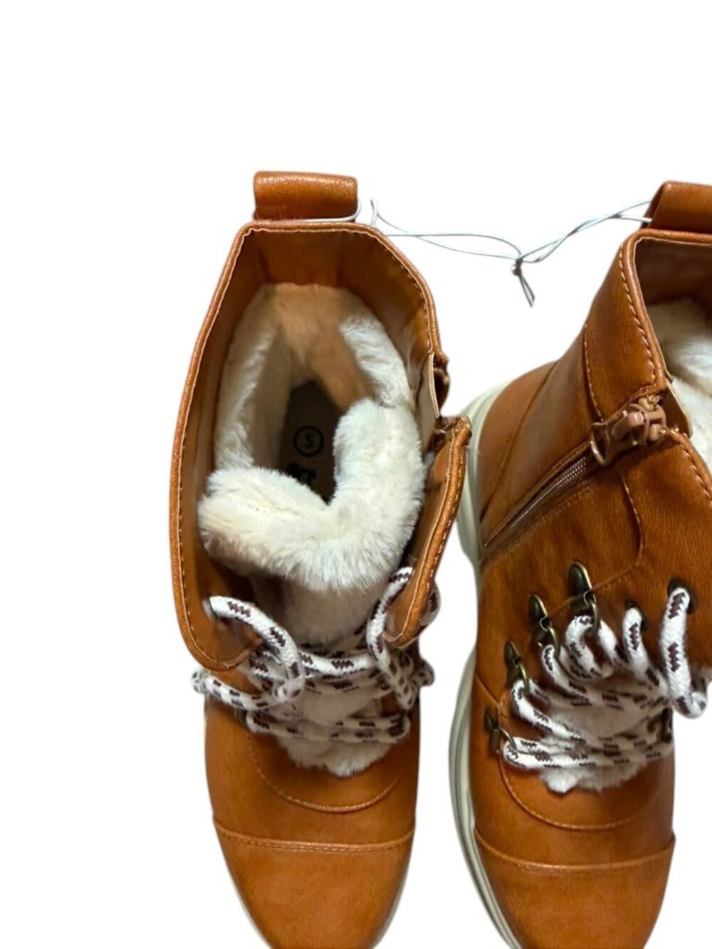 Art Class Girls Winter Combat Boots Tan Lace Up Side Zip Size 5 NWT Lug Sole. - Picture 8 of 8